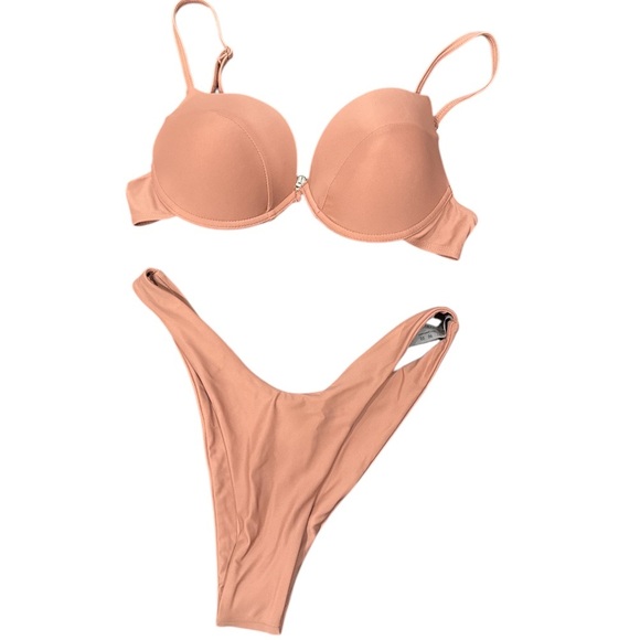 🔵 Matte Swim 3pc Mauve Bikini Set  Size Medium - Picture 2 of 3